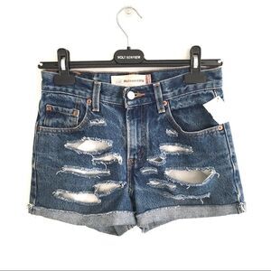 𝅺levi’s Vintage 550 Deconstructed Denim Jean Shorts Cuff 26